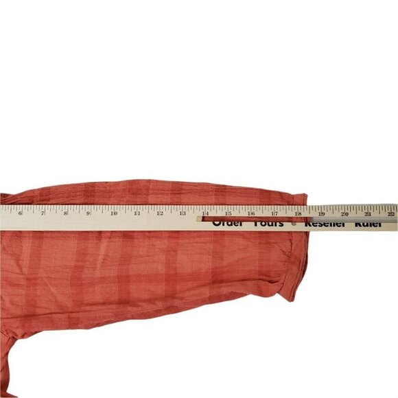 Woolrich‎ Top Womens Large Orange Button Up Cotton Stretch Blouse - Picture 11 of 11